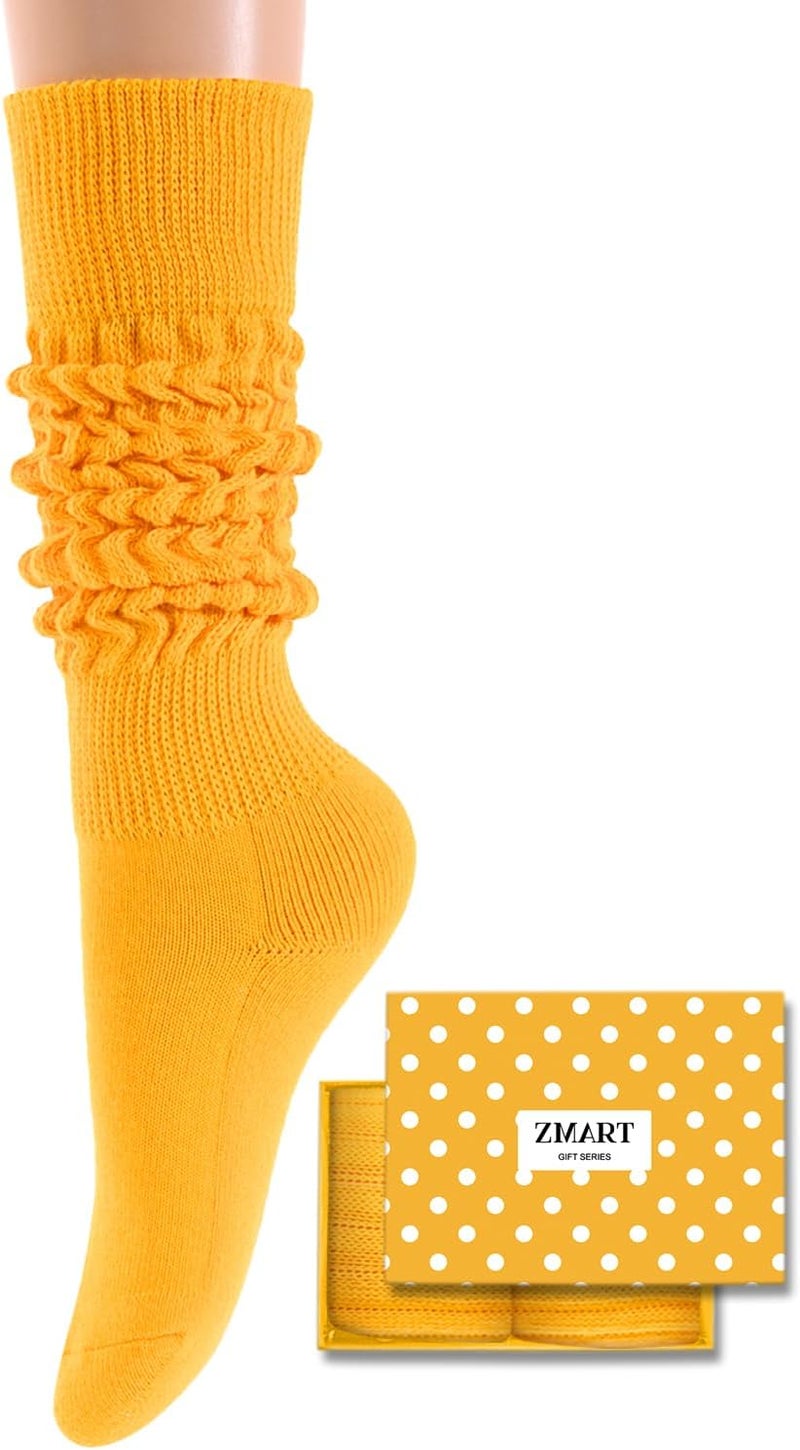 Zmart Women Slouch Socks - Cozy Scrunch Socks, 80s Style in White, Black, Orange & Cream - Image 1